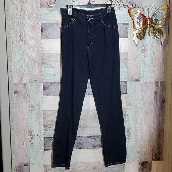 Rare Vintage Rough Riders 9/10 High Waisted No Back Pockets Dark Wash Jeans - Picture 2 of 8